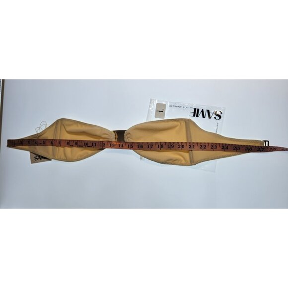 SAME LOS ANGELES BIKINY WOMENS TOP HAMMER BANDEU LARGE BEIGE FAUX SUEDE - Picture 5 of 7